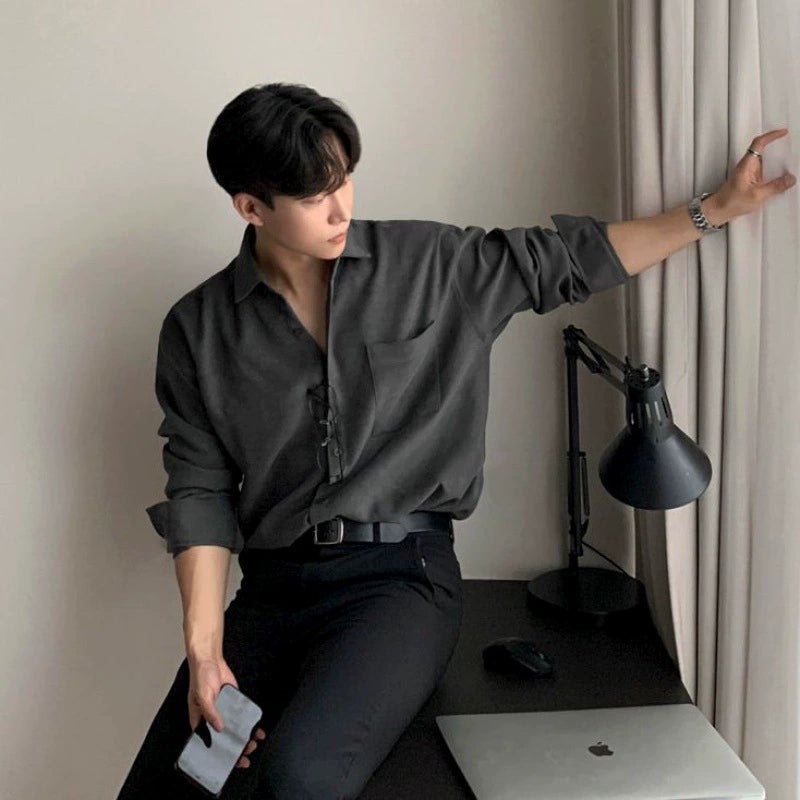 GS No. 142 Korean Loose Shirt, Grey / L
