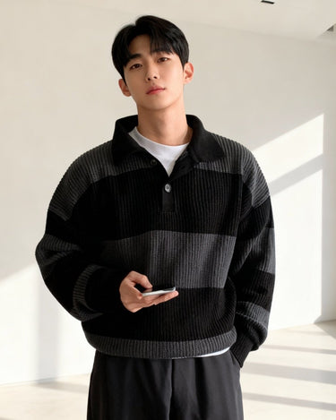black and white dress couple photoshoot Kanso Rib Sweater