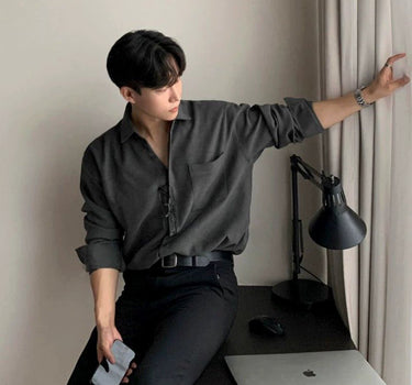 korean dressing style man Men Black Trouser Casual Korean Relaxing Pant Black 44 laid position Korean Men Fashion  Gentleman's