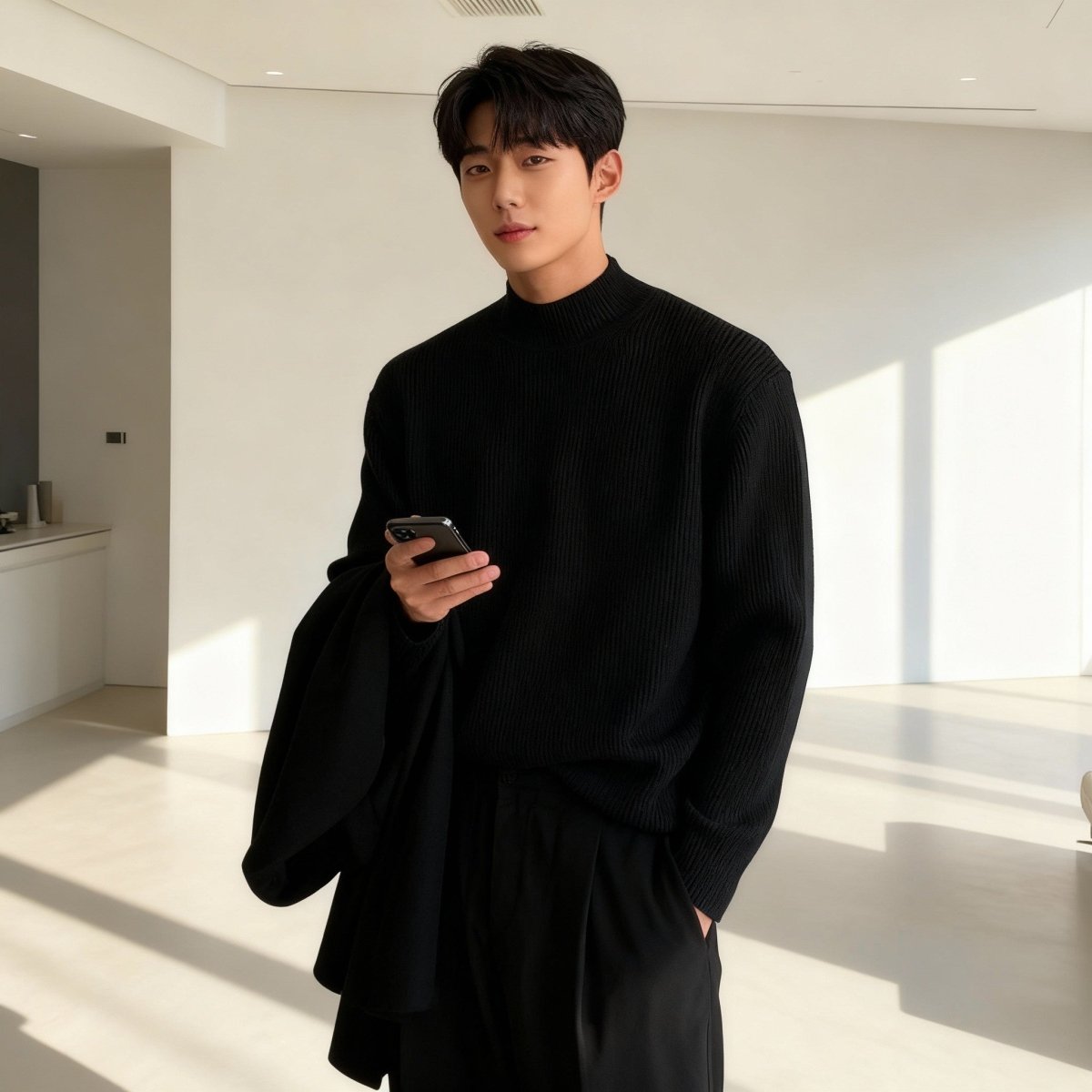 Blazer Semi Formal Korean Turtleneck Outfit Men GS 191 Semi-turtleneck Sweater Gentleman's Seoul Blazer Semi Formal Korean Turtleneck Outfit Men GS 191 Semi-turtleneck Sweater Gentleman's Seoul