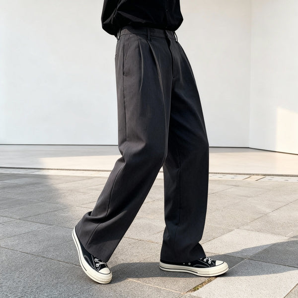 korean style dress pants Pleat Front Black Dress Pants | Streets of Seoul