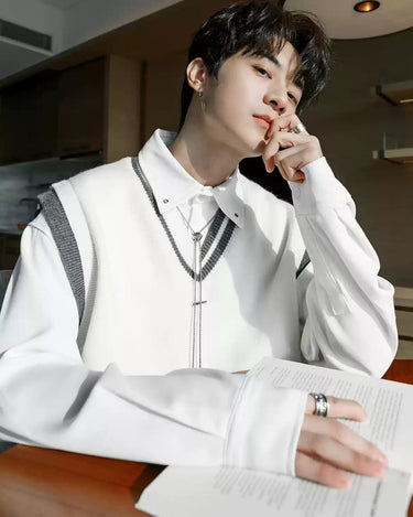 GS No. 318 V - neck Vest Sweater - Gentleman's Seoul - 