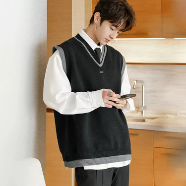 GS No. 318 V - neck Vest Sweater - Gentleman's Seoul - 