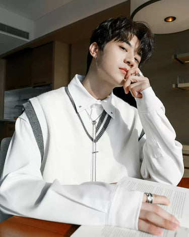 GS No. 318 V - neck Vest Sweater - Gentleman's Seoul - 