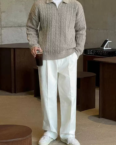 GS No. 358 Korean Quarter Zip Sweater - Gentleman's Seoul - 