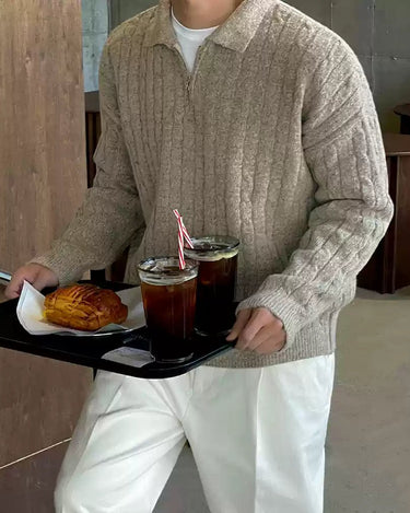 GS No. 358 Korean Quarter Zip Sweater - Gentleman's Seoul - 