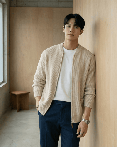 GS No. 84 Knitted Zip - up Cardigan - Gentleman's Seoul - 