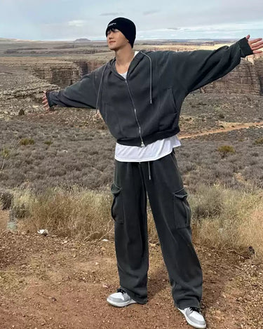 GS No. 94 Grey Zip - up Hoodie/Sweatpants - Gentleman's Seoul - 