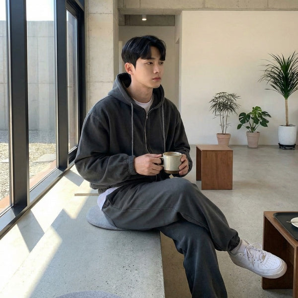 GS No. 94 Grey Zip-up Hoodie/Sweatpants – Gentleman's Seoul