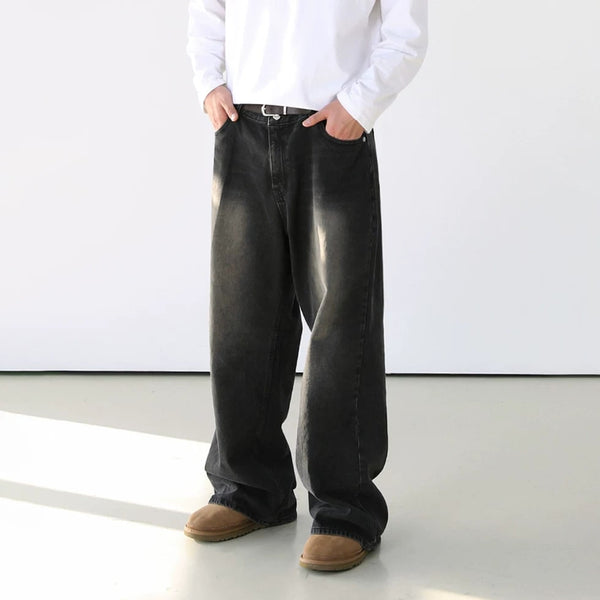 GS No. 97 Washed Black Loose Jeans