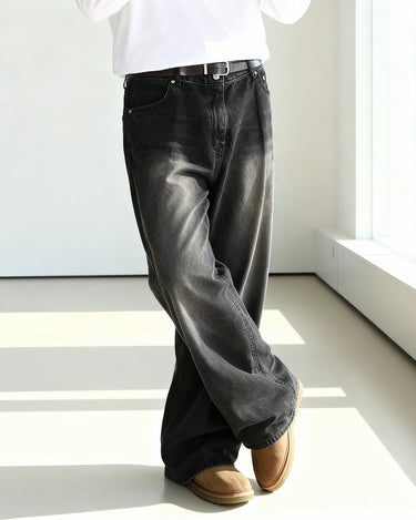 GS No. 97 Washed Black Loose Jeans - Gentleman's Seoul - 
