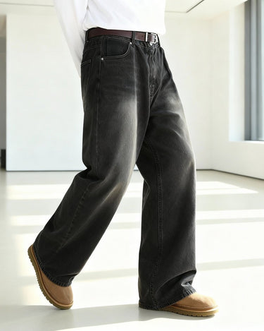 GS No. 97 Washed Black Loose Jeans - Gentleman's Seoul - 