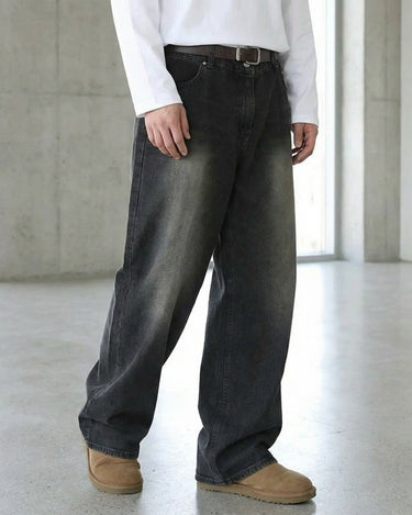 GS No. 97 Washed Black Loose Jeans - Gentleman's Seoul - 