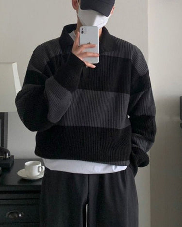 GS No. 102 Korean Stripe Knit Sweater - Gentleman's Seoul -