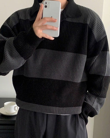 GS No. 102 Korean Stripe Knit Sweater - Gentleman's Seoul -