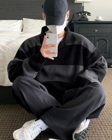 GS No. 102 Korean Stripe Knit Sweater - Gentleman's Seoul -