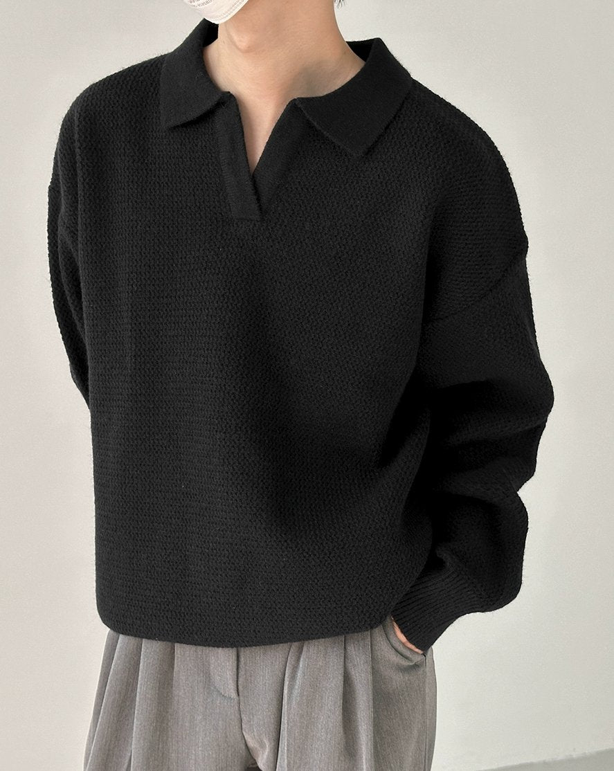 GS No. 114 Knitted Collared Sweater - Gentleman's Seoul -