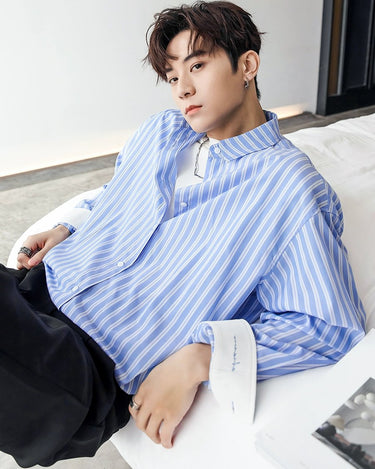 GS No. 125 Loose Striped Shirt - Gentleman's Seoul -