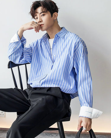 GS No. 125 Loose Striped Shirt - Gentleman's Seoul -