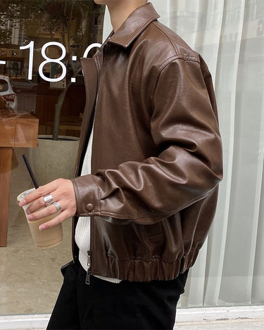 GS No. 14 Loose Leather Jacket - Gentleman's Seoul