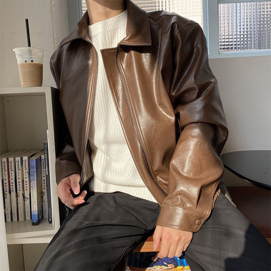GS No. 14 Loose Leather Jacket - Gentleman's Seoul -