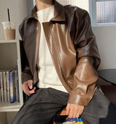 GS No. 14 Loose Leather Jacket - Gentleman's Seoul -