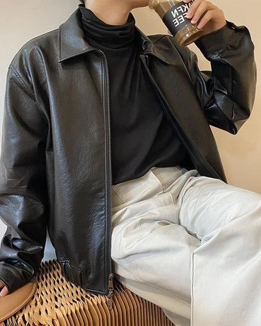 GS No. 14 Loose Leather Jacket - Gentleman's Seoul -