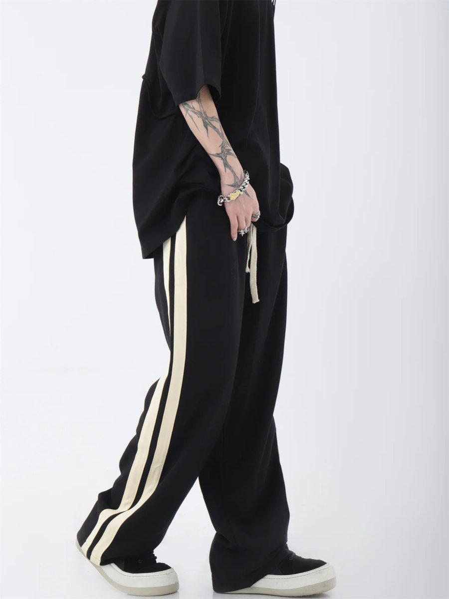 GS No. 163 Striped Loose Jogger Pants - Gentleman's Seoul -