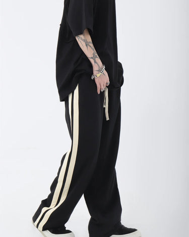 GS No. 163 Striped Loose Jogger Pants - Gentleman's Seoul -