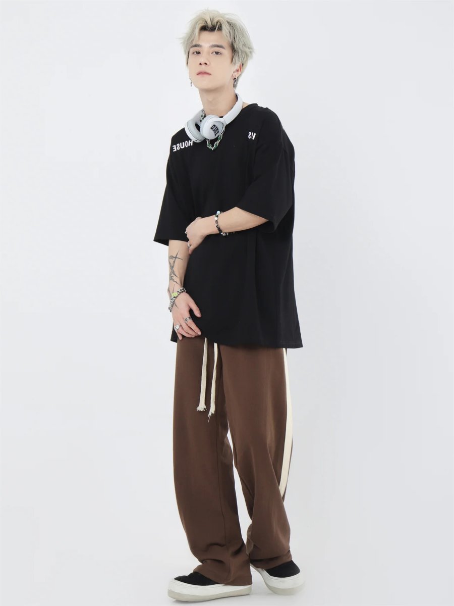 GS No. 163 Striped Loose Jogger Pants - Gentleman's Seoul -