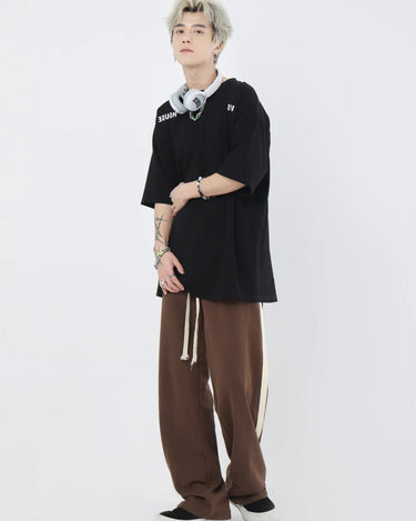 GS No. 163 Striped Loose Jogger Pants - Gentleman's Seoul -