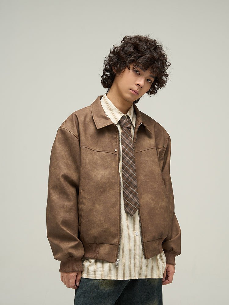 Vintage Korean Style Motorcycle Puleather leather jacket for