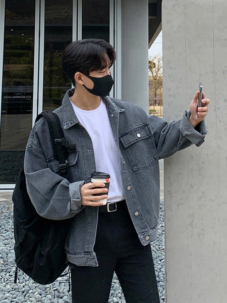 Korean Jeans Outfit For Men Mens Slim Fit Jeans Korean Style Grey