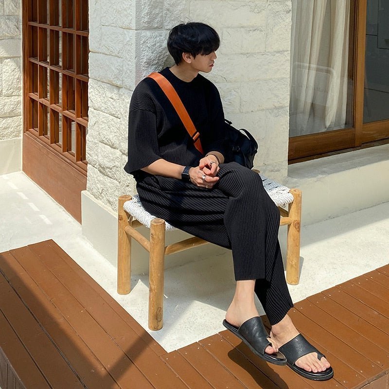 GS No. 46 Pleated Oversized T-Shirt and Pants - Gentleman's Seoul -