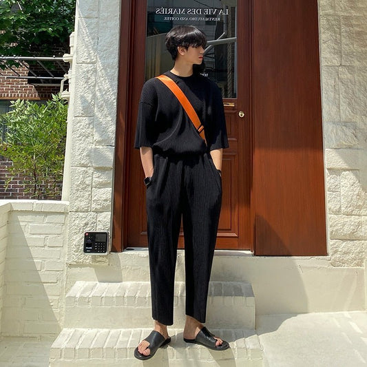 GS No. 46 Pleated Oversized T-Shirt and Pants - Gentleman's Seoul -