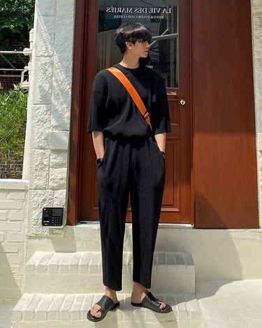 GS No. 46 Pleated Oversized T-Shirt and Pants - Gentleman's Seoul -