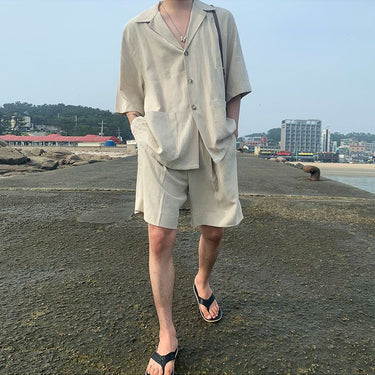 GS No. 56 Linen Summer Shirts and Shorts Set - Gentleman's Seoul