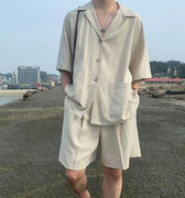 GS No. 56 Linen Summer Shirts and Shorts Set - Gentleman's Seoul -