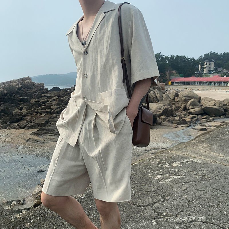 GS No. 56 Linen Summer Shirts and Shorts Set - Gentleman's Seoul