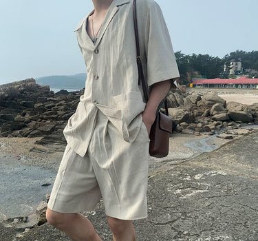 GS No. 56 Linen Summer Shirts and Shorts Set - Gentleman's Seoul