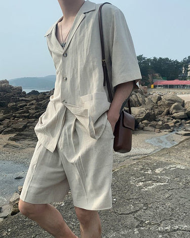 GS No. 56 Linen Summer Shirts and Shorts Set - Gentleman's Seoul