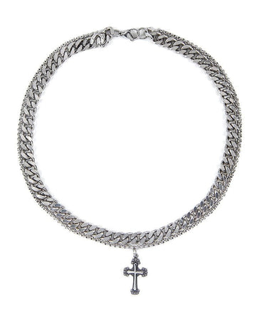 GS No. 71 Cross Double-chain Necklace - Gentleman's Seoul