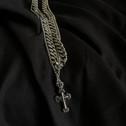 GS No. 71 Cross Double-chain Necklace - Gentleman's Seoul