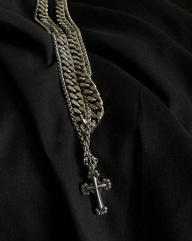 GS No. 71 Cross Double-chain Necklace - Gentleman's Seoul