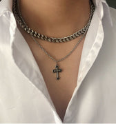 GS No. 71 Cross Double-chain Necklace - Gentleman's Seoul -