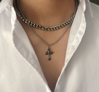 GS No. 71 Cross Double-chain Necklace - Gentleman's Seoul -