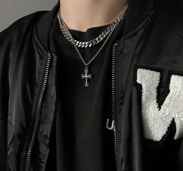 GS No. 71 Cross Double-chain Necklace - Gentleman's Seoul