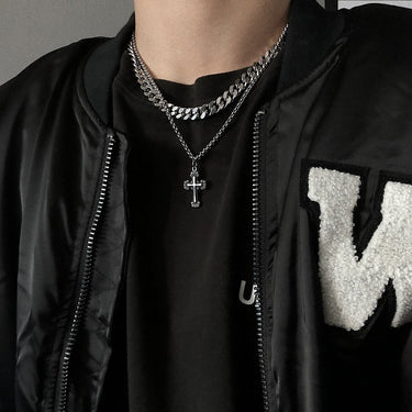 GS No. 71 Cross Double-chain Necklace - Gentleman's Seoul