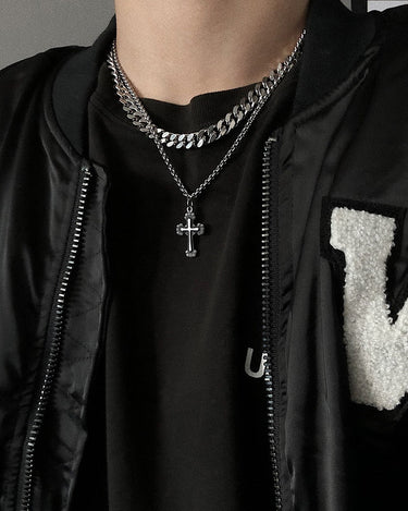 GS No. 71 Cross Double-chain Necklace - Gentleman's Seoul