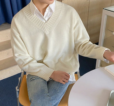 GS No. 77 Korean V-neck Sweater - Gentleman's Seoul -